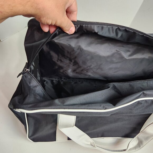 Montblanc Parfum Black White Duffle Weekender Travel Bag Large Adjustable Strap - Picture 11 of 16